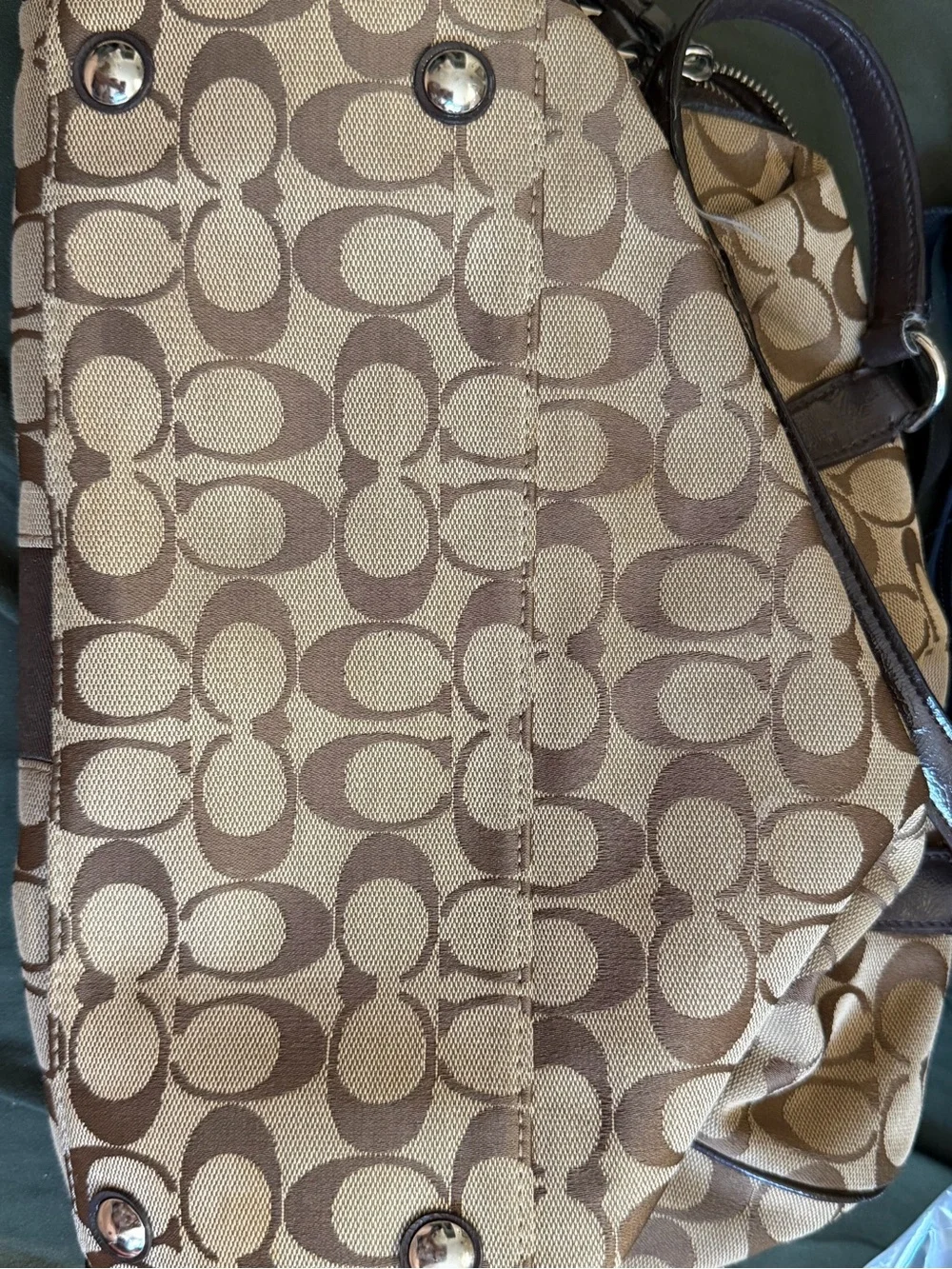 Coach Signature Canvas Brown Crossbody Messenger Bag F28505 Read Description